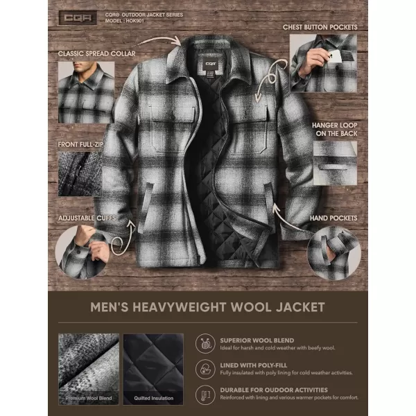 CQR Mens Plaid Flannel Shirt Jacket Long Sleeve Soft Warm SherpaQuilted Lined Jacket Outdoor Button UpZipFront JacketWool Jk Cloud Grey Ombre