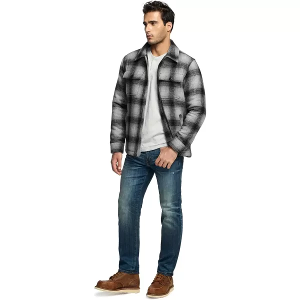 CQR Mens Plaid Flannel Shirt Jacket Long Sleeve Soft Warm SherpaQuilted Lined Jacket Outdoor Button UpZipFront JacketWool Jk Cloud Grey Ombre