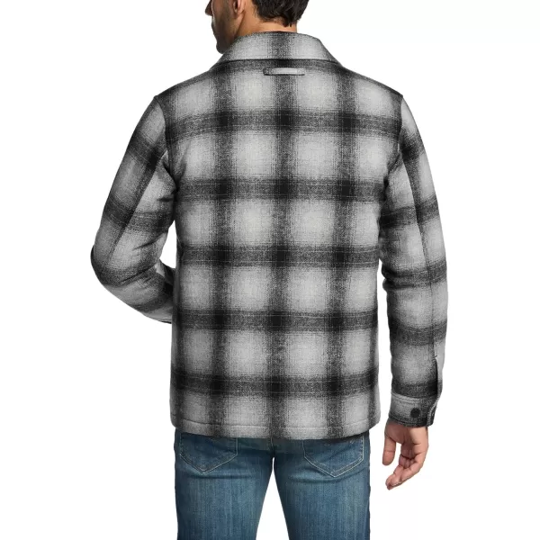 CQR Mens Plaid Flannel Shirt Jacket Long Sleeve Soft Warm SherpaQuilted Lined Jacket Outdoor Button UpZipFront JacketWool Jk Cloud Grey Ombre