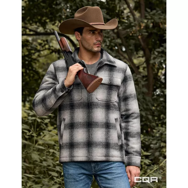 CQR Mens Plaid Flannel Shirt Jacket Long Sleeve Soft Warm SherpaQuilted Lined Jacket Outdoor Button UpZipFront JacketWool Jk Cloud Grey Ombre