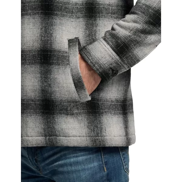 CQR Mens Plaid Flannel Shirt Jacket Long Sleeve Soft Warm SherpaQuilted Lined Jacket Outdoor Button UpZipFront JacketWool Jk Cloud Grey Ombre