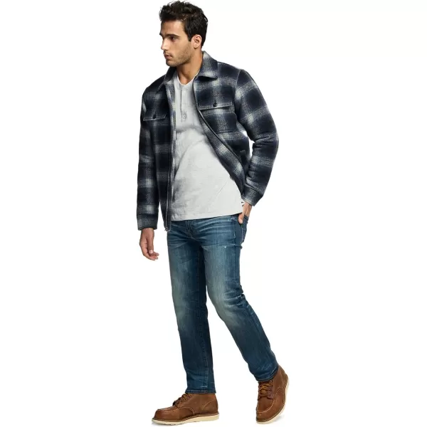 CQR Mens Plaid Flannel Shirt Jacket Long Sleeve Soft Warm SherpaQuilted Lined Jacket Outdoor Button UpZipFront JacketWool Jk Shark Grey Ombre