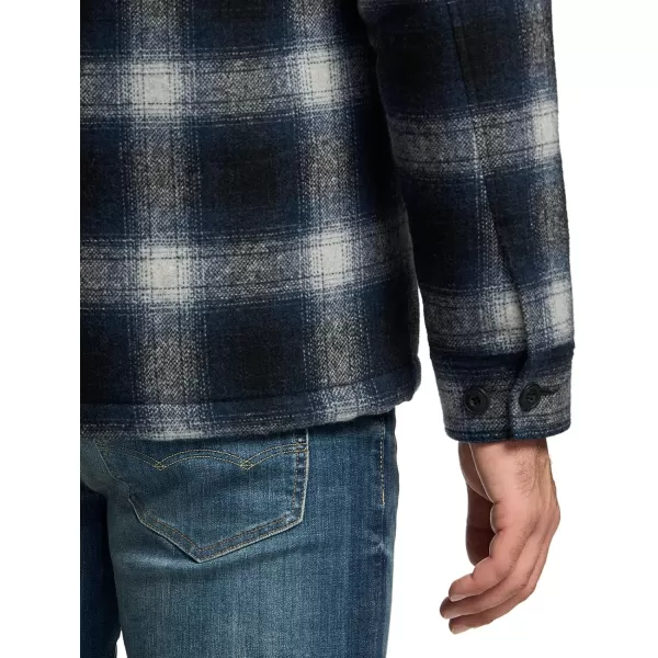 CQR Mens Plaid Flannel Shirt Jacket Long Sleeve Soft Warm SherpaQuilted Lined Jacket Outdoor Button UpZipFront JacketWool Jk Shark Grey Ombre