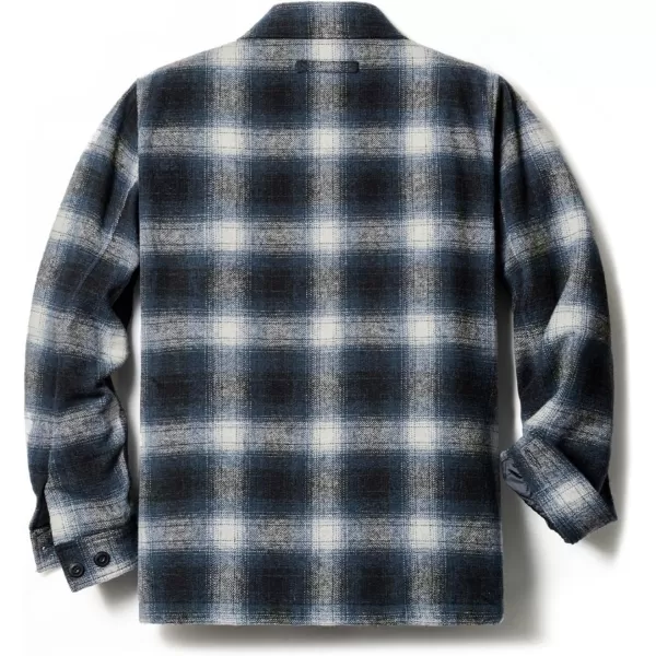 CQR Mens Plaid Flannel Shirt Jacket Long Sleeve Soft Warm SherpaQuilted Lined Jacket Outdoor Button UpZipFront JacketWool Jk Shark Grey Ombre