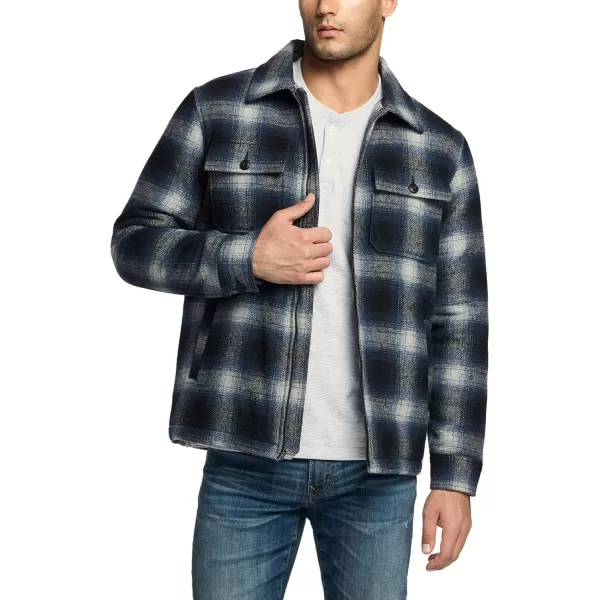 CQR Mens Plaid Flannel Shirt Jacket Long Sleeve Soft Warm SherpaQuilted Lined Jacket Outdoor Button UpZipFront JacketWool Jk Shark Grey Ombre