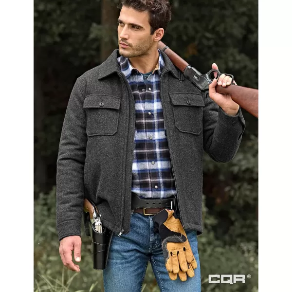 CQR Mens Plaid Flannel Shirt Jacket Long Sleeve Soft Warm SherpaQuilted Lined Jacket Outdoor Button UpZipFront JacketWool Jk Solid  Charcoal