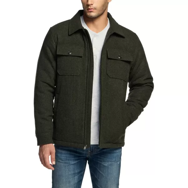 CQR Mens Plaid Flannel Shirt Jacket Long Sleeve Soft Warm SherpaQuilted Lined Jacket Outdoor Button UpZipFront JacketWool Jk Solid  Hunter Green