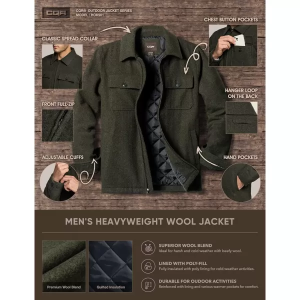 CQR Mens Plaid Flannel Shirt Jacket Long Sleeve Soft Warm SherpaQuilted Lined Jacket Outdoor Button UpZipFront JacketWool Jk Solid  Hunter Green