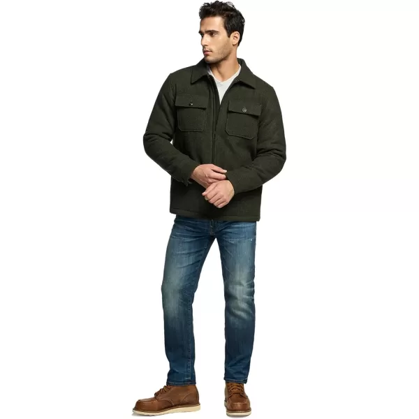 CQR Mens Plaid Flannel Shirt Jacket Long Sleeve Soft Warm SherpaQuilted Lined Jacket Outdoor Button UpZipFront JacketWool Jk Solid  Hunter Green