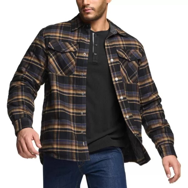 CQR Mens Plaid Flannel Shirt Jacket Long Sleeve Soft Warm SherpaQuilted Lined Jacket Outdoor Button UpZipFront JacketQuilted Lining Fossil Rock