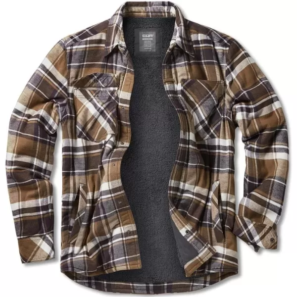 CQR Mens Plaid Flannel Shirt Jacket Long Sleeve Soft Warm SherpaQuilted Lined Jacket Outdoor Button UpZipFront JacketStealth Aged Barrel