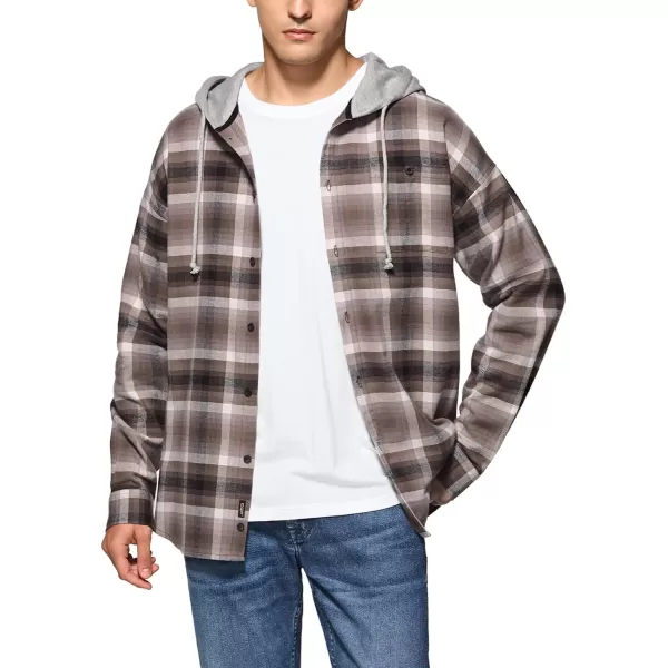 CQR Mens 100 Cotton Plaid Flannel Shirt Long Sleeve Shirt Jackets Casual Outdoor Jacket with PocketsLoose Fit Vague Brown