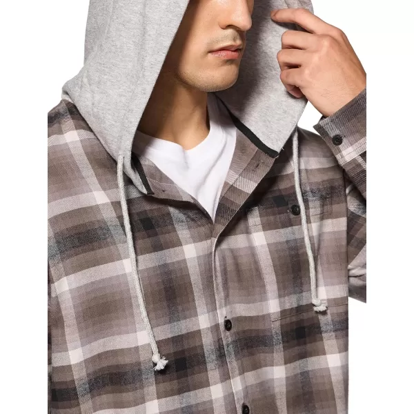 CQR Mens 100 Cotton Plaid Flannel Shirt Long Sleeve Shirt Jackets Casual Outdoor Jacket with PocketsLoose Fit Vague Brown