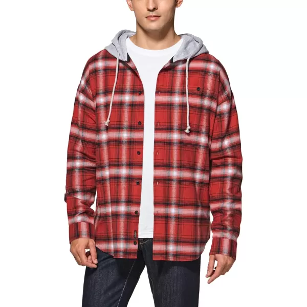 CQR Mens 100 Cotton Plaid Flannel Shirt Long Sleeve Shirt Jackets Casual Outdoor Jacket with PocketsLoose Fit Welcome Red