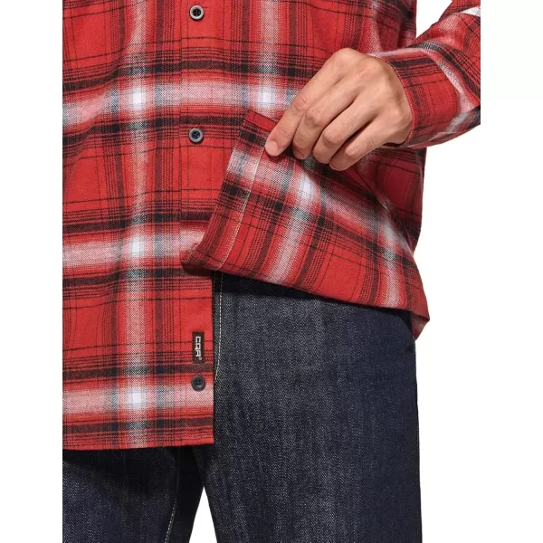 CQR Mens 100 Cotton Plaid Flannel Shirt Long Sleeve Shirt Jackets Casual Outdoor Jacket with PocketsLoose Fit Welcome Red