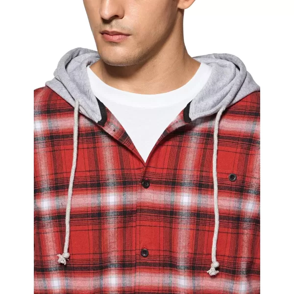 CQR Mens 100 Cotton Plaid Flannel Shirt Long Sleeve Shirt Jackets Casual Outdoor Jacket with PocketsLoose Fit Welcome Red