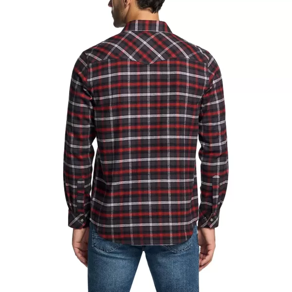 CQR Mens 100 Cotton Plaid Flannel Shirt Long Sleeve Shirt Jackets Casual Outdoor Jacket with PocketsRegular Fit Carbon Red