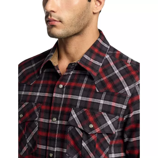 CQR Mens 100 Cotton Plaid Flannel Shirt Long Sleeve Shirt Jackets Casual Outdoor Jacket with PocketsRegular Fit Carbon Red