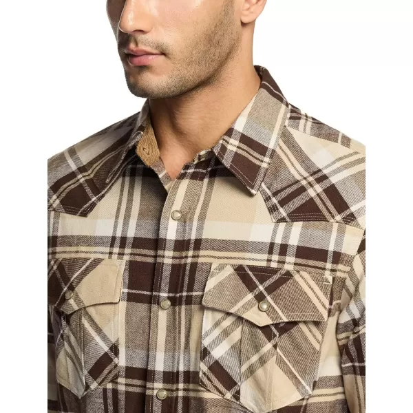 CQR Mens 100 Cotton Plaid Flannel Shirt Long Sleeve Shirt Jackets Casual Outdoor Jacket with PocketsRegular Fit Cigar Brown