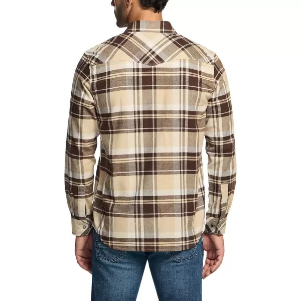 CQR Mens 100 Cotton Plaid Flannel Shirt Long Sleeve Shirt Jackets Casual Outdoor Jacket with PocketsRegular Fit Cigar Brown