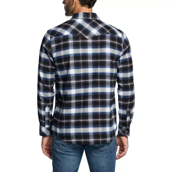 CQR Mens 100 Cotton Plaid Flannel Shirt Long Sleeve Shirt Jackets Casual Outdoor Jacket with PocketsRegular Fit Ebony Black