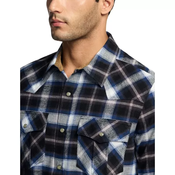 CQR Mens 100 Cotton Plaid Flannel Shirt Long Sleeve Shirt Jackets Casual Outdoor Jacket with PocketsRegular Fit Ebony Black