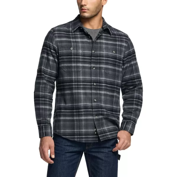 CQR Mens 100 Cotton Plaid Flannel Shirt Long Sleeve Shirt Jackets Casual Outdoor Jacket with PocketsRegular Fit Flannel Deep Fog