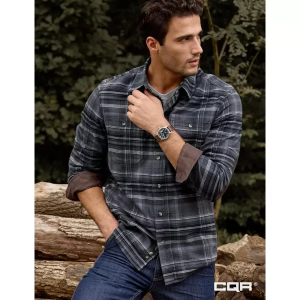 CQR Mens 100 Cotton Plaid Flannel Shirt Long Sleeve Shirt Jackets Casual Outdoor Jacket with PocketsRegular Fit Flannel Deep Fog