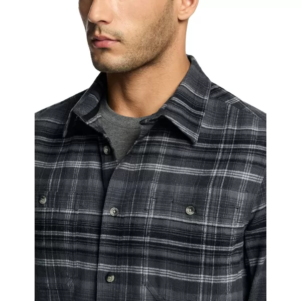 CQR Mens 100 Cotton Plaid Flannel Shirt Long Sleeve Shirt Jackets Casual Outdoor Jacket with PocketsRegular Fit Flannel Deep Fog