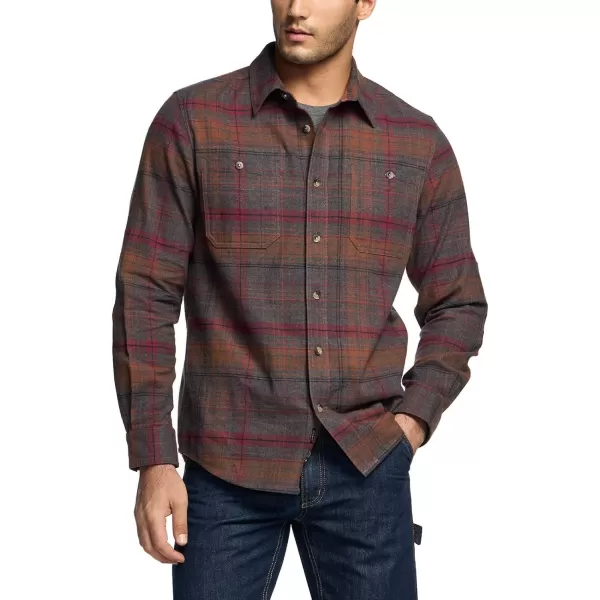 CQR Mens 100 Cotton Plaid Flannel Shirt Long Sleeve Shirt Jackets Casual Outdoor Jacket with PocketsRegular Fit Flannel Harvest