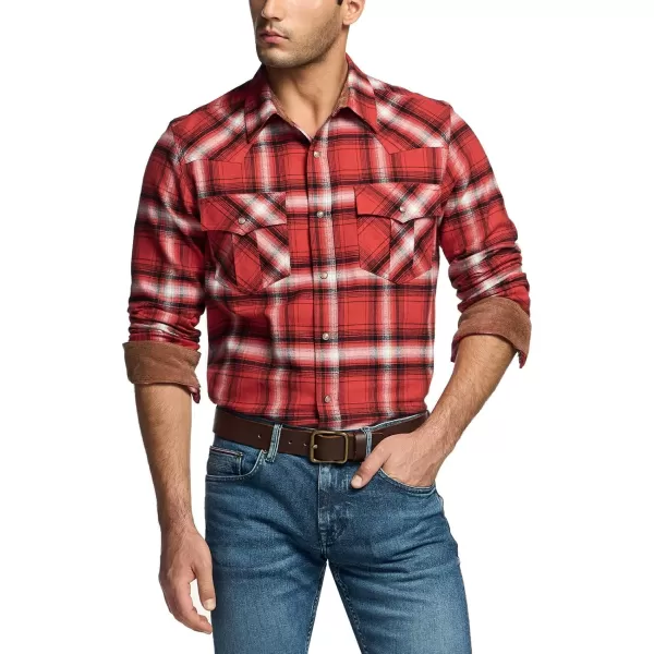 CQR Mens 100 Cotton Plaid Flannel Shirt Long Sleeve Shirt Jackets Casual Outdoor Jacket with PocketsRegular Fit Welcome Red