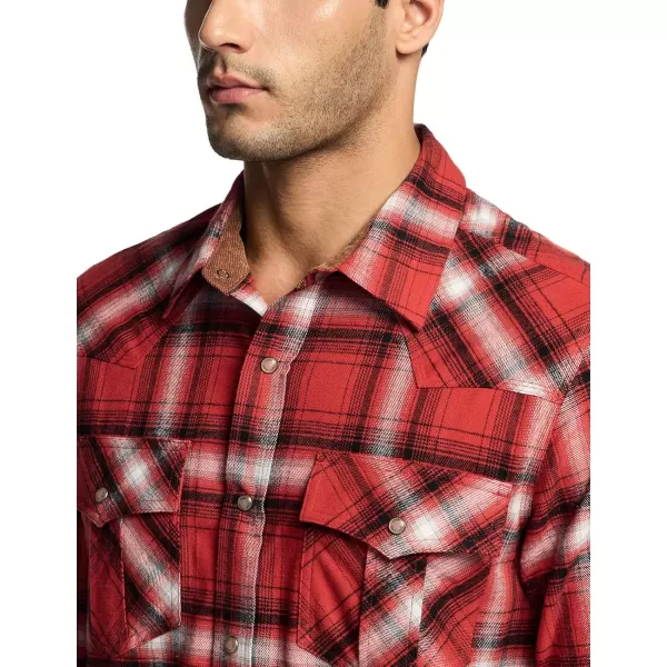 CQR Mens 100 Cotton Plaid Flannel Shirt Long Sleeve Shirt Jackets Casual Outdoor Jacket with PocketsRegular Fit Welcome Red