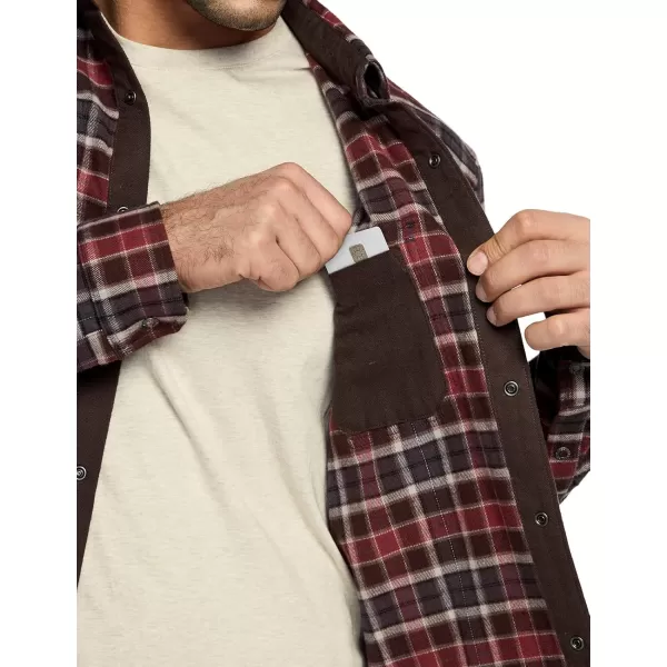 CQR Mens 100 Cotton Plaid Flannel Shirt Long Sleeve Shirt Jackets Casual Outdoor Jacket with PocketsSlim Fit Burnt Larch