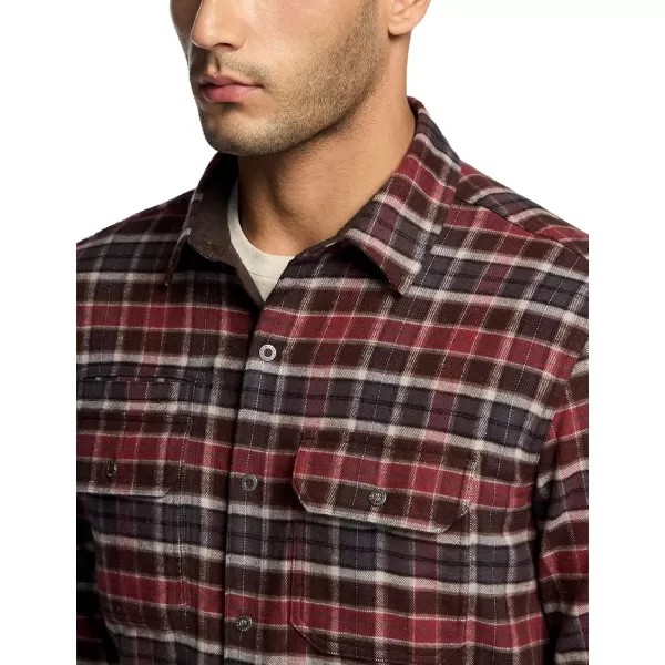 CQR Mens 100 Cotton Plaid Flannel Shirt Long Sleeve Shirt Jackets Casual Outdoor Jacket with PocketsSlim Fit Burnt Larch