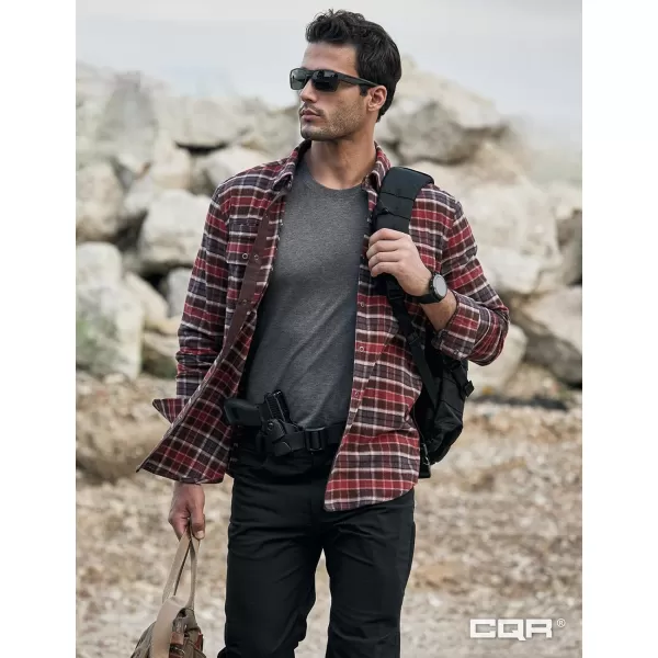 CQR Mens 100 Cotton Plaid Flannel Shirt Long Sleeve Shirt Jackets Casual Outdoor Jacket with PocketsSlim Fit Burnt Larch