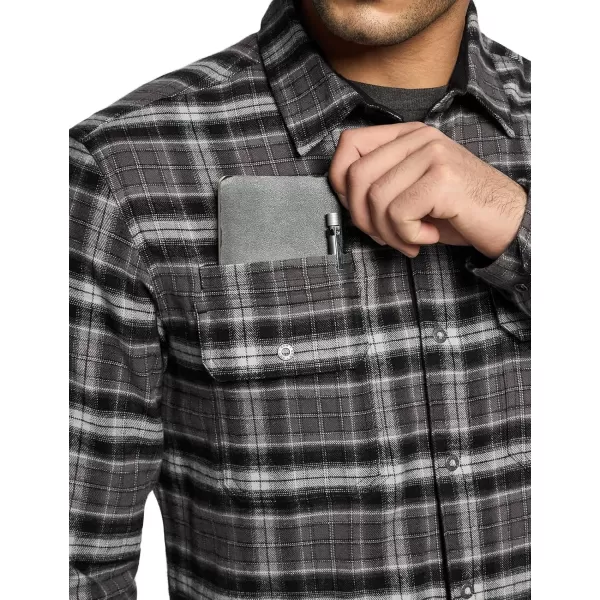 CQR Mens 100 Cotton Plaid Flannel Shirt Long Sleeve Shirt Jackets Casual Outdoor Jacket with PocketsSlim Fit Charred Land