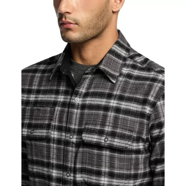 CQR Mens 100 Cotton Plaid Flannel Shirt Long Sleeve Shirt Jackets Casual Outdoor Jacket with PocketsSlim Fit Charred Land