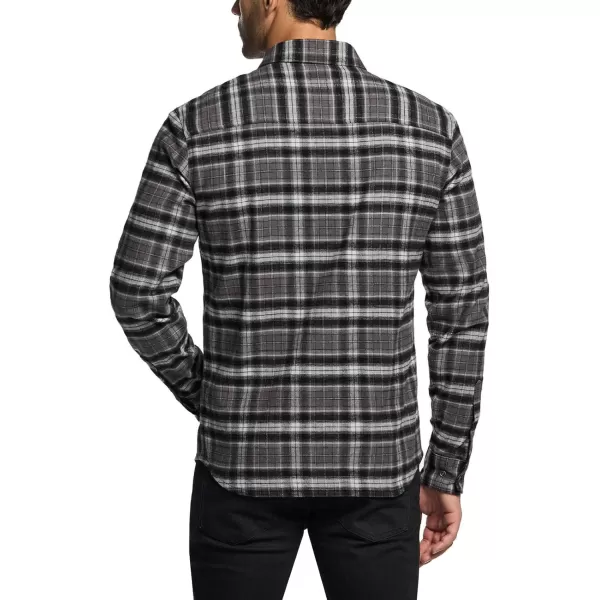 CQR Mens 100 Cotton Plaid Flannel Shirt Long Sleeve Shirt Jackets Casual Outdoor Jacket with PocketsSlim Fit Charred Land