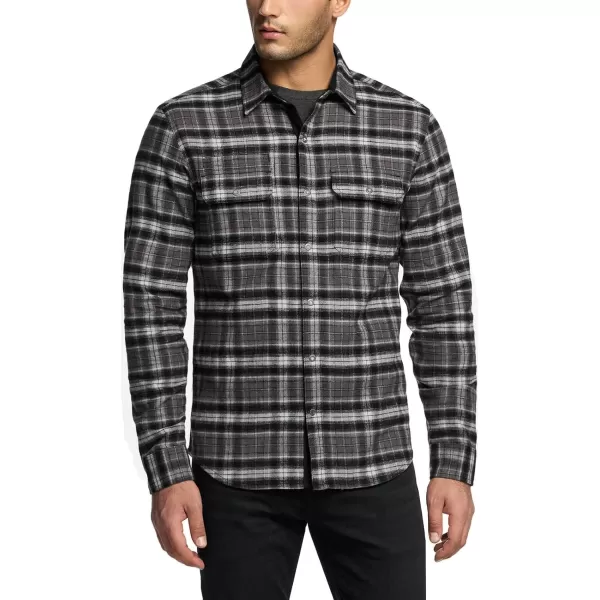 CQR Mens 100 Cotton Plaid Flannel Shirt Long Sleeve Shirt Jackets Casual Outdoor Jacket with PocketsSlim Fit Charred Land