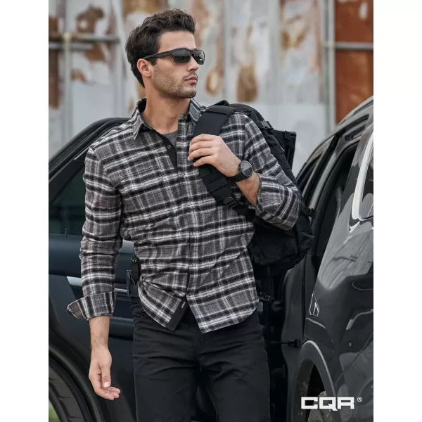 CQR Mens 100 Cotton Plaid Flannel Shirt Long Sleeve Shirt Jackets Casual Outdoor Jacket with PocketsSlim Fit Charred Land