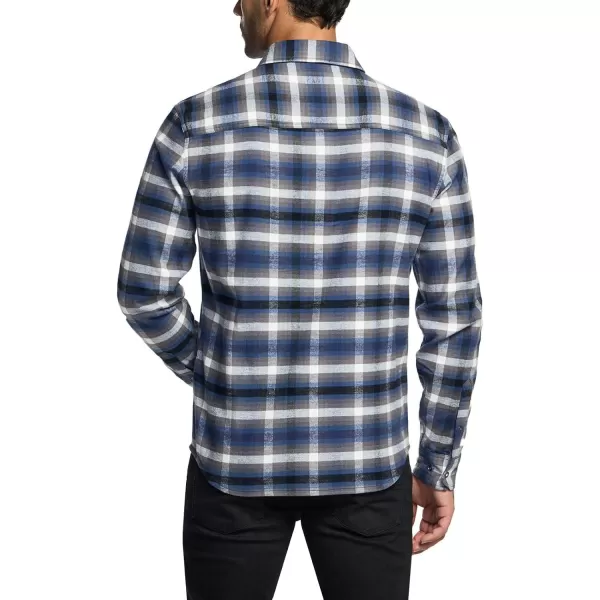 CQR Mens 100 Cotton Plaid Flannel Shirt Long Sleeve Shirt Jackets Casual Outdoor Jacket with PocketsSlim Fit Vague Blue