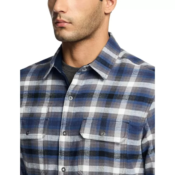 CQR Mens 100 Cotton Plaid Flannel Shirt Long Sleeve Shirt Jackets Casual Outdoor Jacket with PocketsSlim Fit Vague Blue