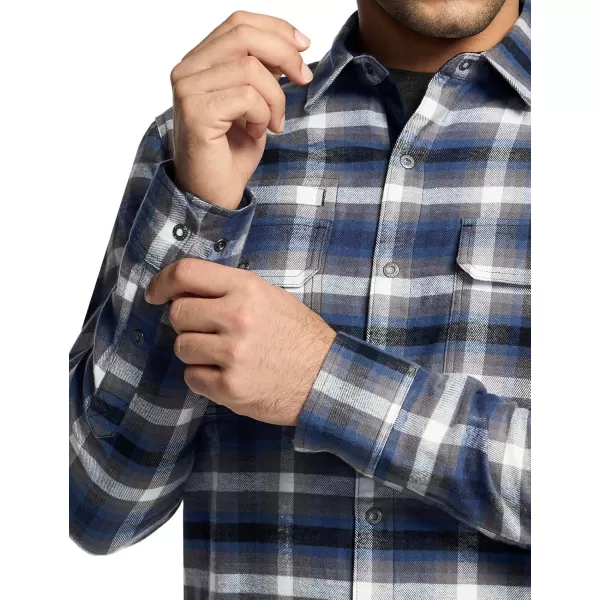 CQR Mens 100 Cotton Plaid Flannel Shirt Long Sleeve Shirt Jackets Casual Outdoor Jacket with PocketsSlim Fit Vague Blue