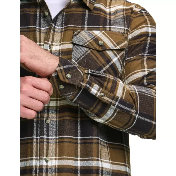 CQR Mens All Cotton Flannel Shirt Long Sleeve Casual Button Up Plaid Shirt Brushed Soft Outdoor ShirtsPlaid Aged Barrel