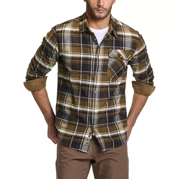 CQR Mens All Cotton Flannel Shirt Long Sleeve Casual Button Up Plaid Shirt Brushed Soft Outdoor ShirtsPlaid Aged Barrel