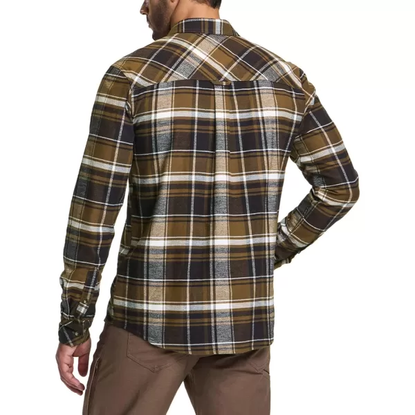 CQR Mens All Cotton Flannel Shirt Long Sleeve Casual Button Up Plaid Shirt Brushed Soft Outdoor ShirtsPlaid Aged Barrel