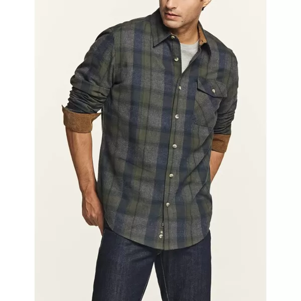 CQR Mens All Cotton Flannel Shirt Long Sleeve Casual Button Up Plaid Shirt Brushed Soft Outdoor ShirtsPlaid Amazon Grey