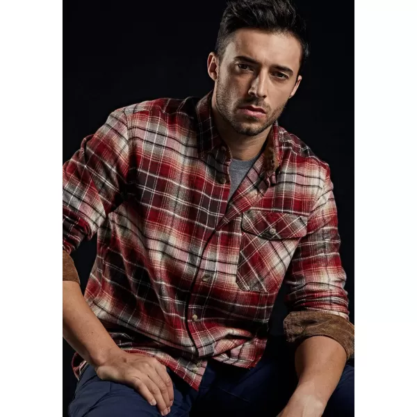 CQR Mens All Cotton Flannel Shirt Long Sleeve Casual Button Up Plaid Shirt Brushed Soft Outdoor ShirtsPlaid Burgundy