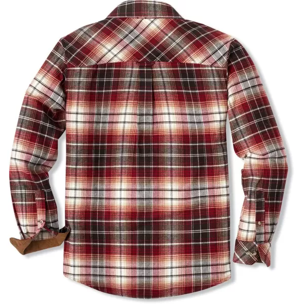 CQR Mens All Cotton Flannel Shirt Long Sleeve Casual Button Up Plaid Shirt Brushed Soft Outdoor ShirtsPlaid Burgundy