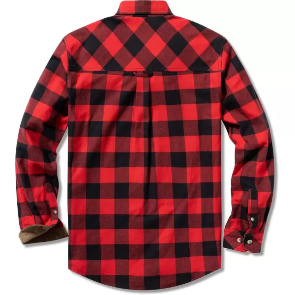 CQR Mens All Cotton Flannel Shirt Long Sleeve Casual Button Up Plaid Shirt Brushed Soft Outdoor ShirtsPlaid Classic Red